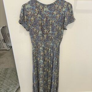 Chic Floral Maxi Dress in Blue and Green